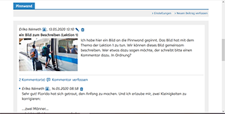 Pinnwand im Online-Kurs